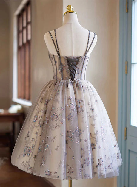 As Pic Tulle Sequins With Applique A-Line Short Party Dress Homecoming Dress