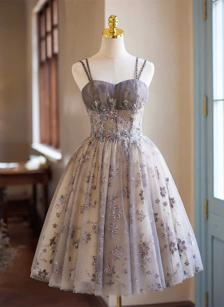 As Pic Tulle Sequins With Applique A-Line Short Party Dress Homecoming Dress