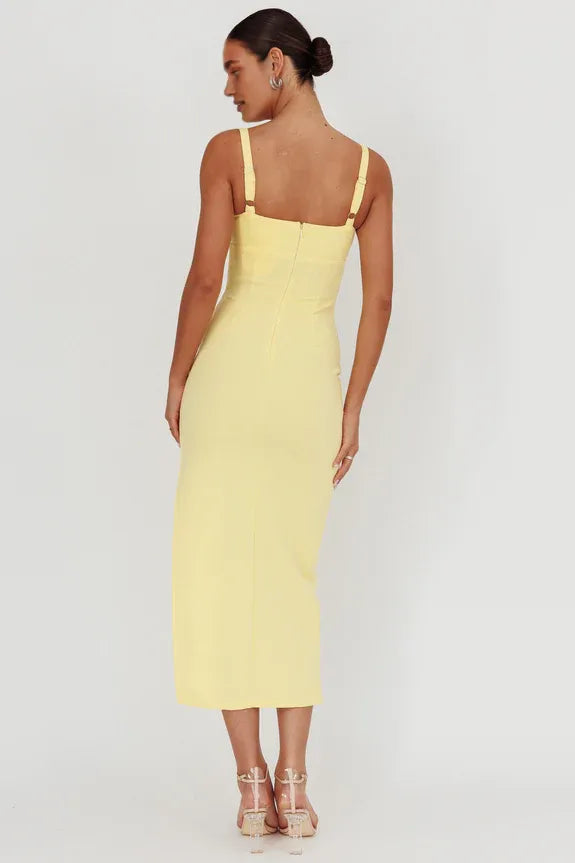 Asymmetrical Collar Split Ruched Butter Maxi Homecoming Dress Prom Dress