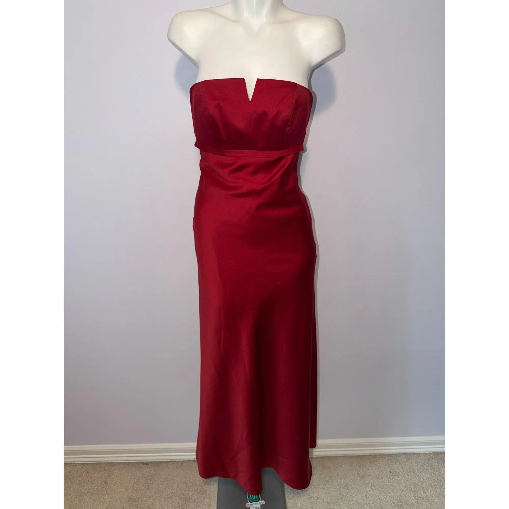 Bargain Elegant Mermaid Strapless V Notch Satin Red Floor-Length Prom Dress