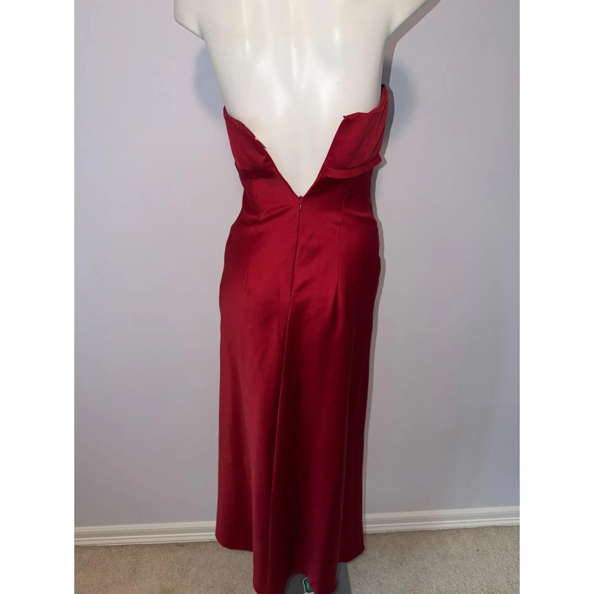 Bargain Elegant Mermaid Strapless V Notch Satin Red Floor-Length Prom Dress