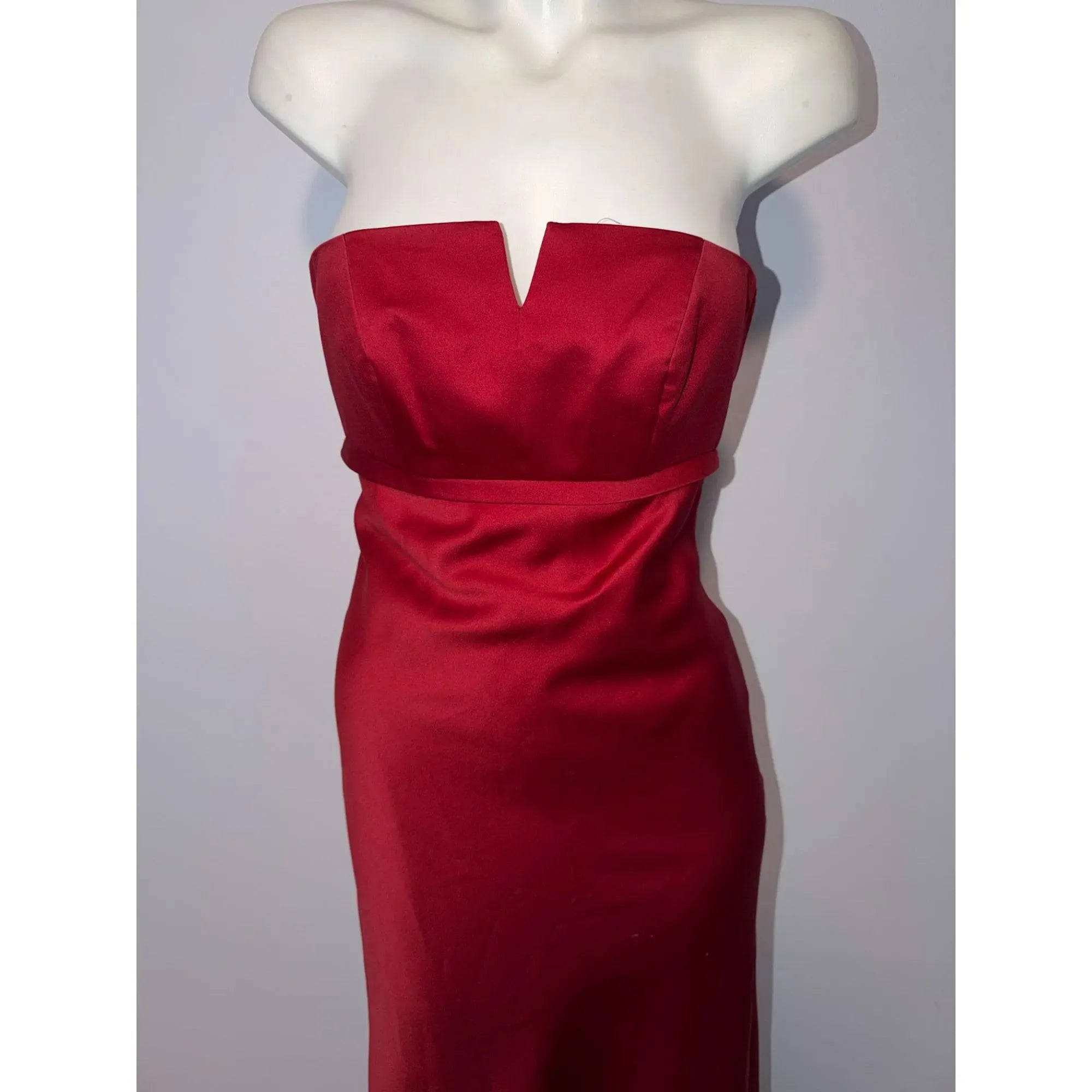 Bargain Elegant Mermaid Strapless V Notch Satin Red Floor-Length Prom Dress