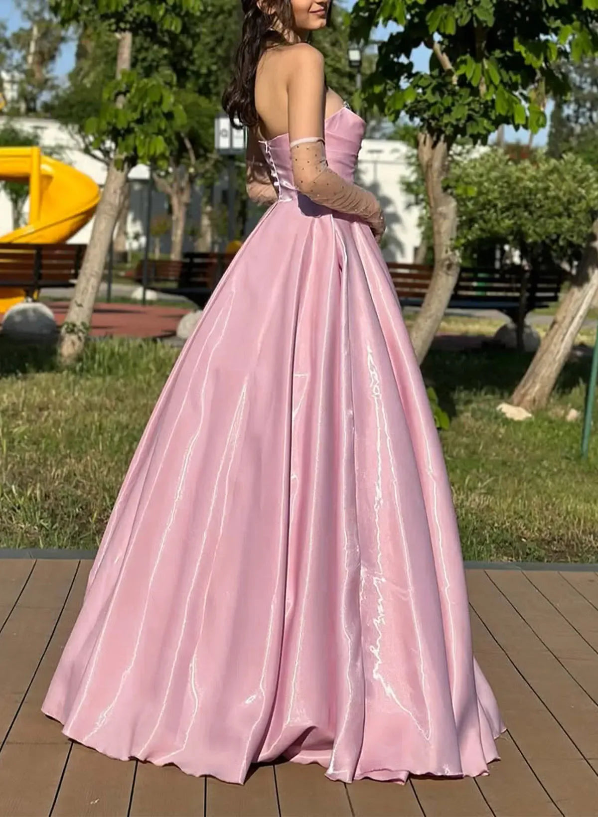 Beautiful A-Line Sweetheart Beaded Pink Floor Length Prom Dress For Women