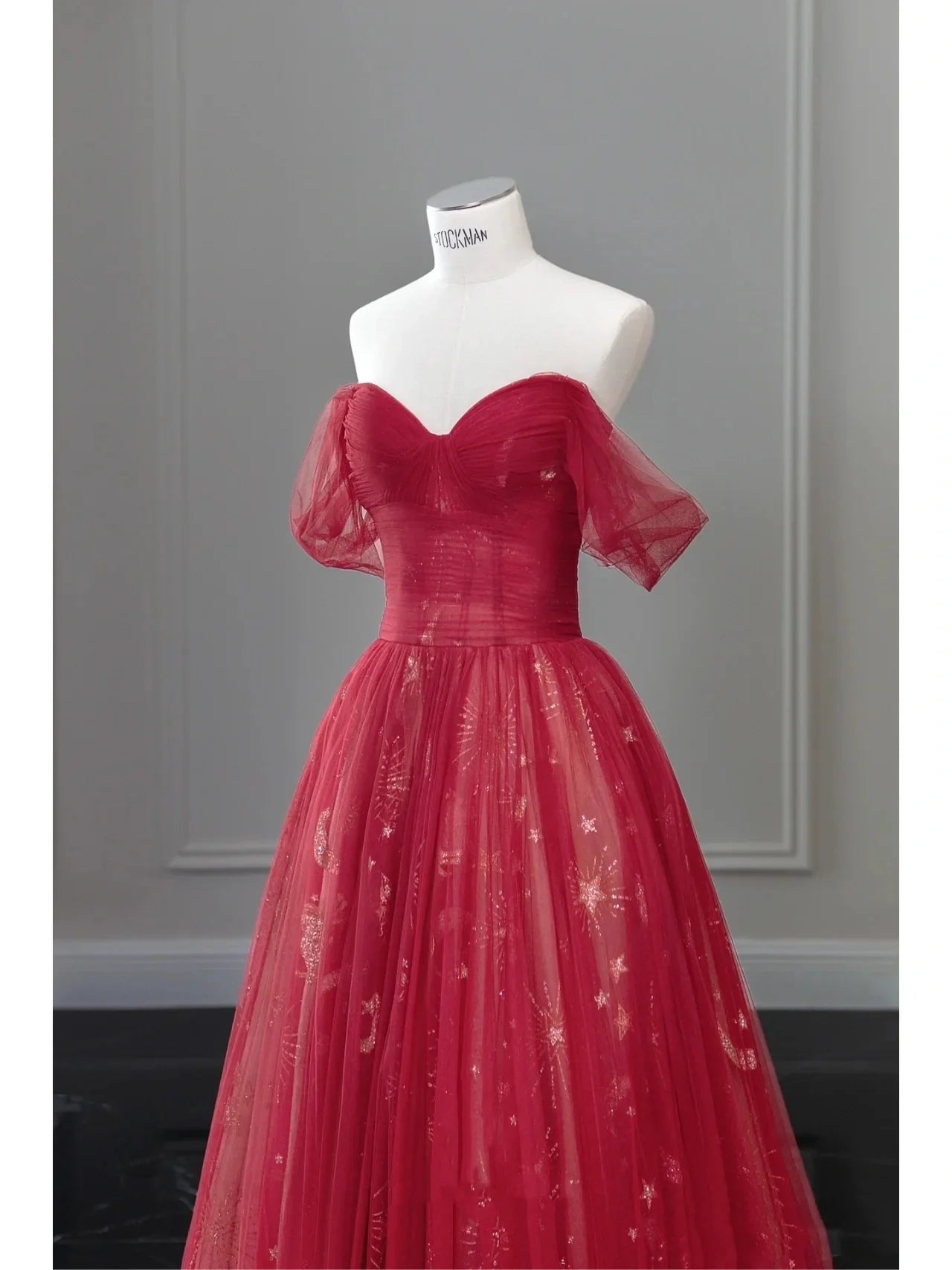 Beautiful Navy Blue Tulle Sweetheart Collar Off The Shoulder Long Ball Gown Prom Dresses Party Dress