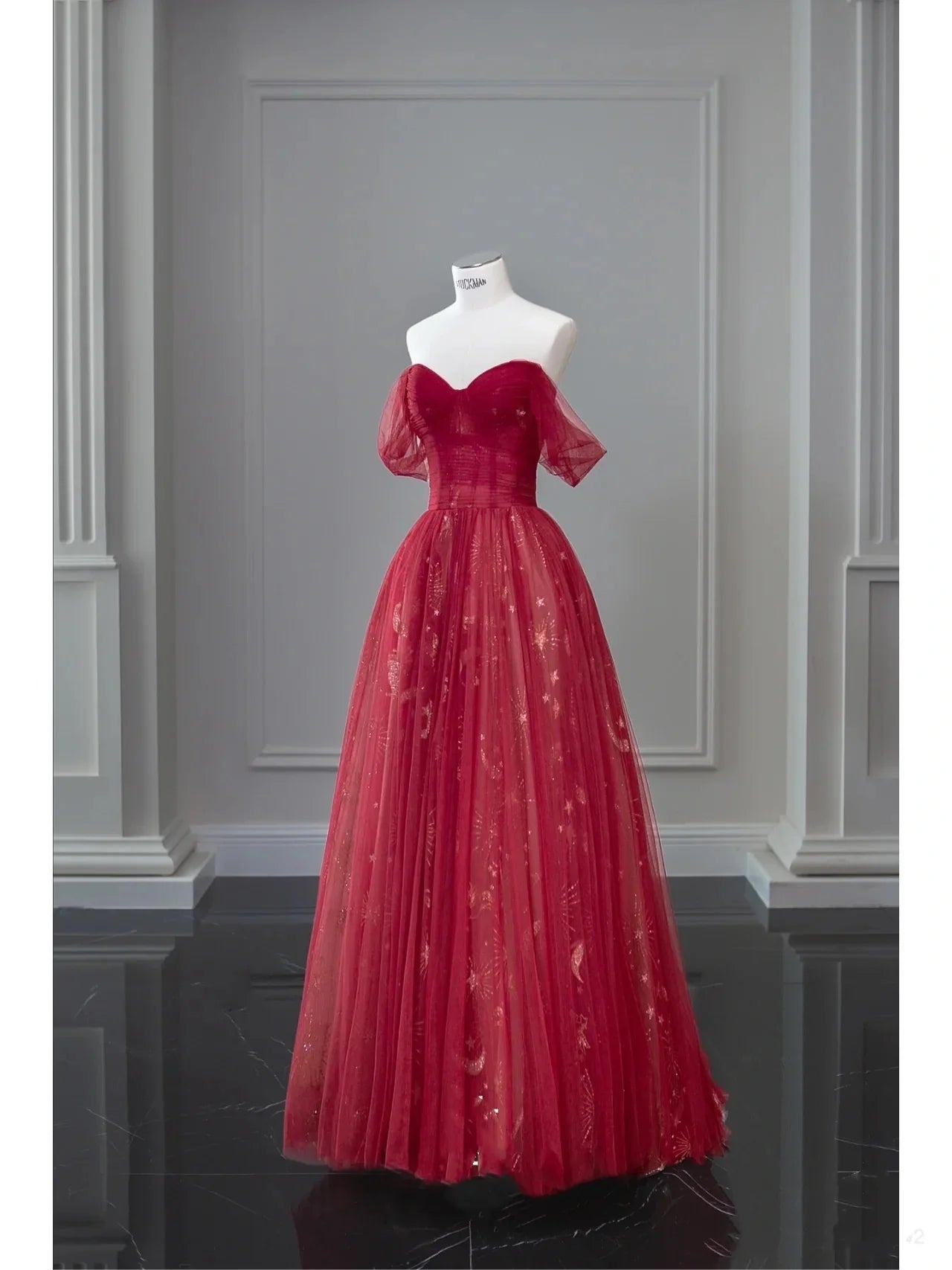 Beautiful Navy Blue Tulle Sweetheart Collar Off The Shoulder Long Ball Gown Prom Dresses Party Dress