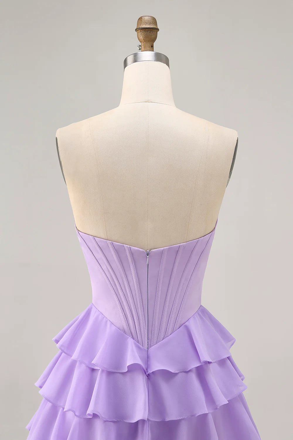 Beautiful Purple Sweetheart Collar Strapless Pleated Tiered Corset A Line Short Homecoming Dress