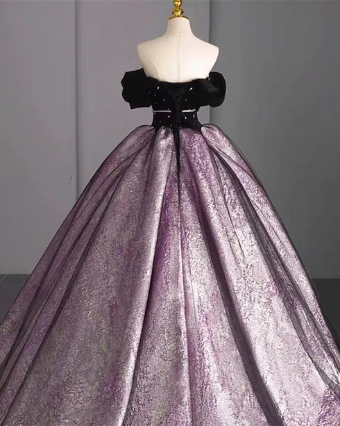 Beautiful Tiered Tulle Off Shoulder Beaded A-line Long Formal Dress