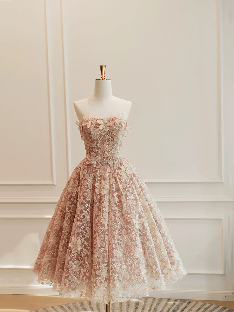 Beautiful Tulle Flower Off the Shoulder A-Line Short Prom Dress Evening Party Dress