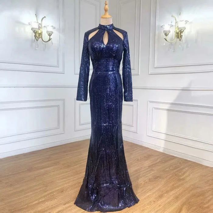 Black Green Long Sleeve Cutout Sexy Mermaid Prom Dress Inexpensive Black Green Party Dresses