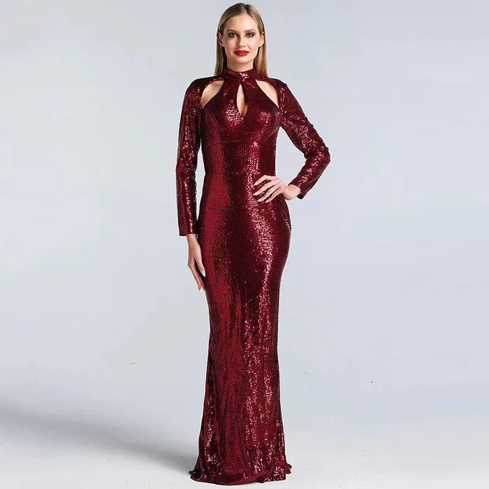 Black Green Long Sleeve Cutout Sexy Mermaid Prom Dress Inexpensive Black Green Party Dresses