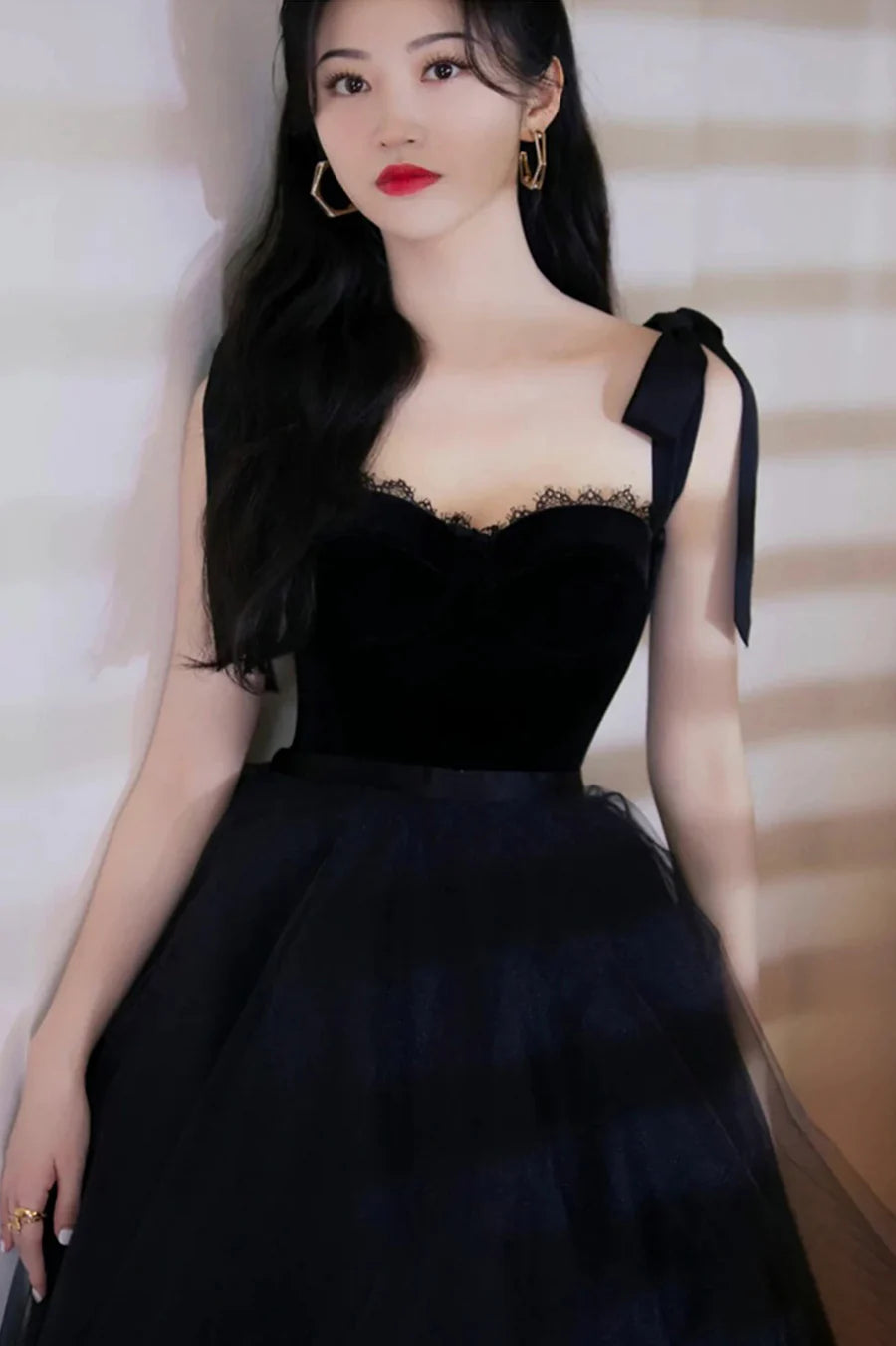 Black Velvet And Tulle Short A-Line Prom Dresses Homecoming Party Dresses