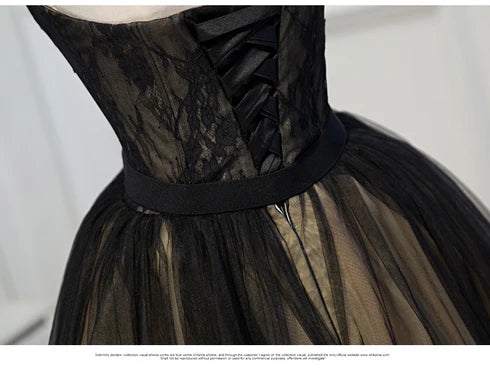 Black and Champagne Tulle Lace A-line Short Party Dress Homecoming Dresses