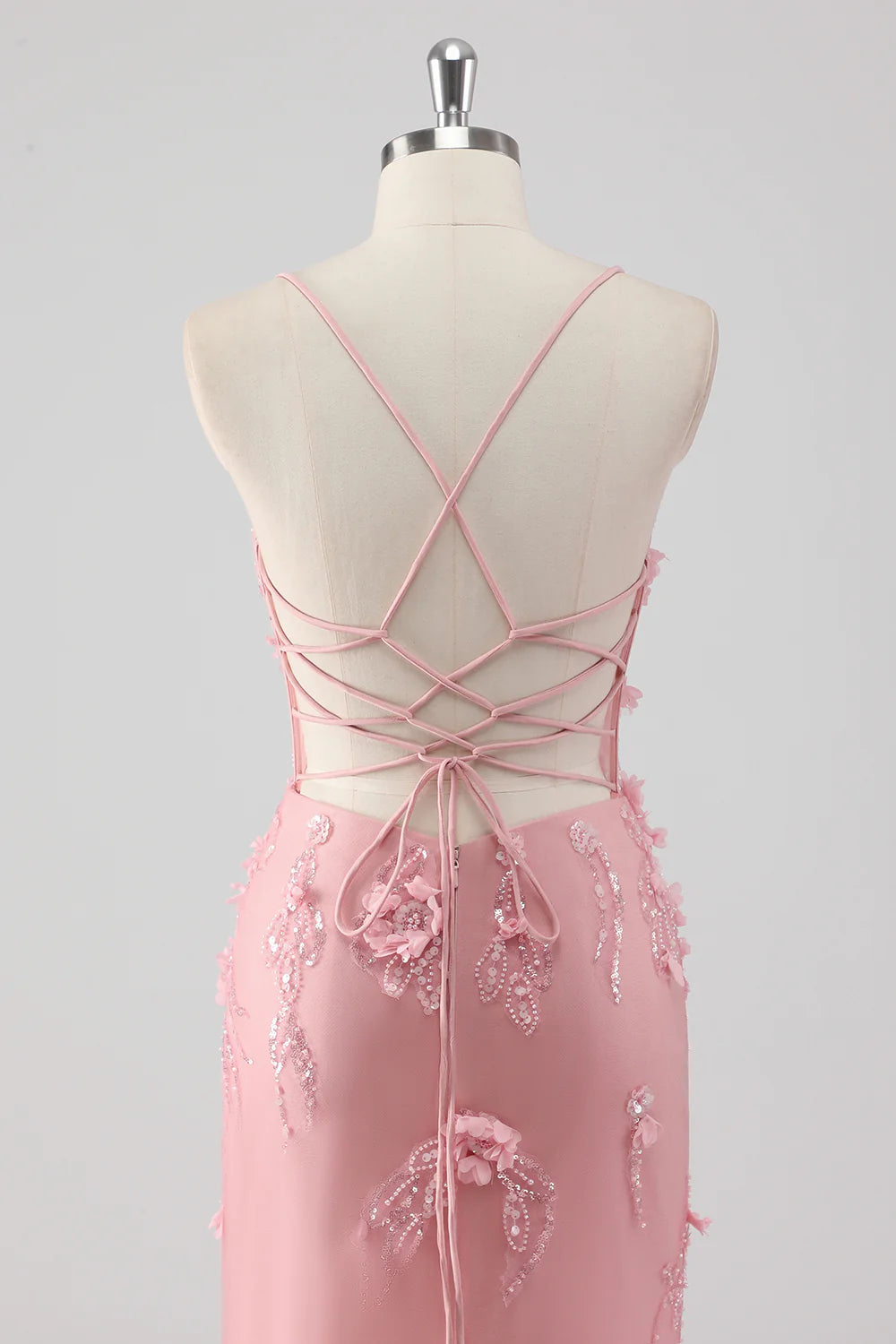 Blue Tulle Corset Mermaid Spaghetti Straps Long Prom Dress With Beaded Applique