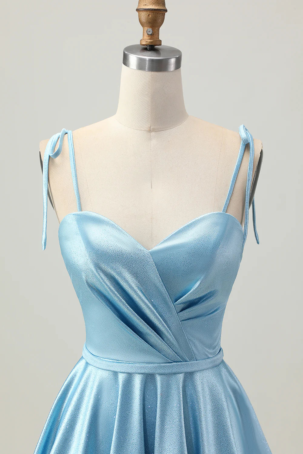 Blue Satin Sequins Sweetheart Collar A Line Short Spaghetti Straps Homecoming Dress Party Dress