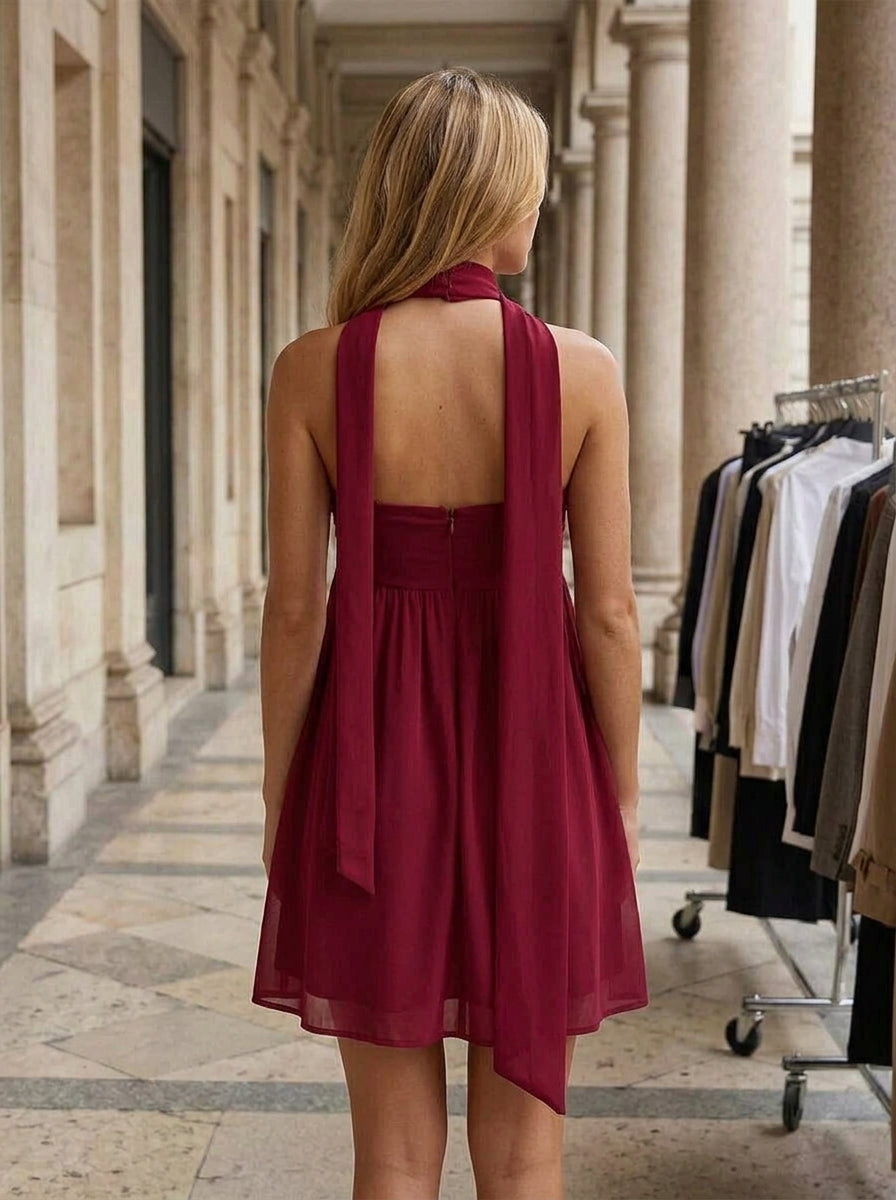 Charming A-Line Strapless High Waist Burgundy Short Homecoming Dress With Scarf