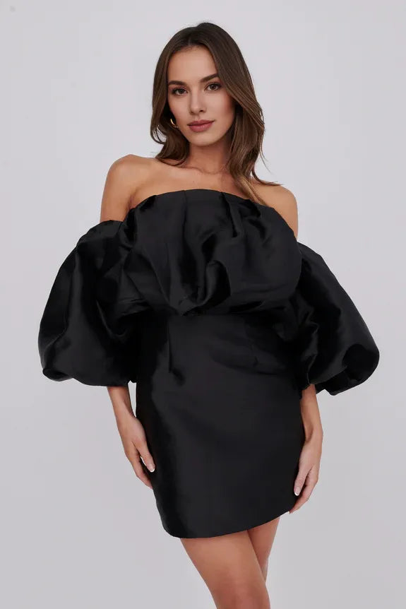 Chic Off shoulder Puffed Neckline Magenta Mini Homecoming Dress Party Dress