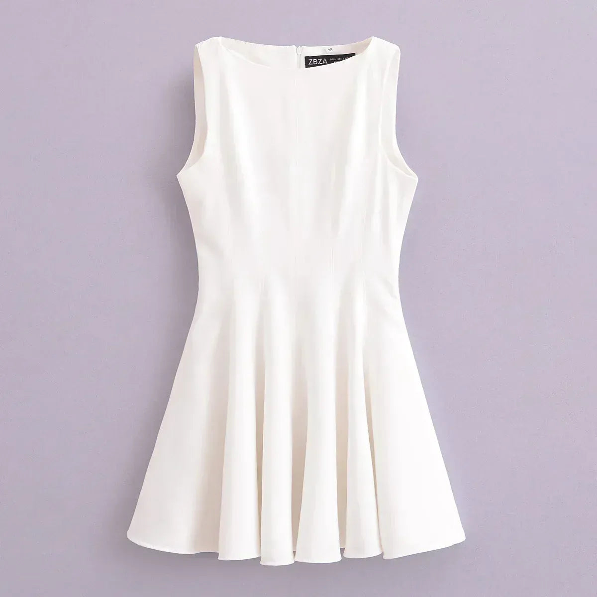 Classic A-Line Boat-Neck Sleeveless White Short Casual Summer Homecoming Dress