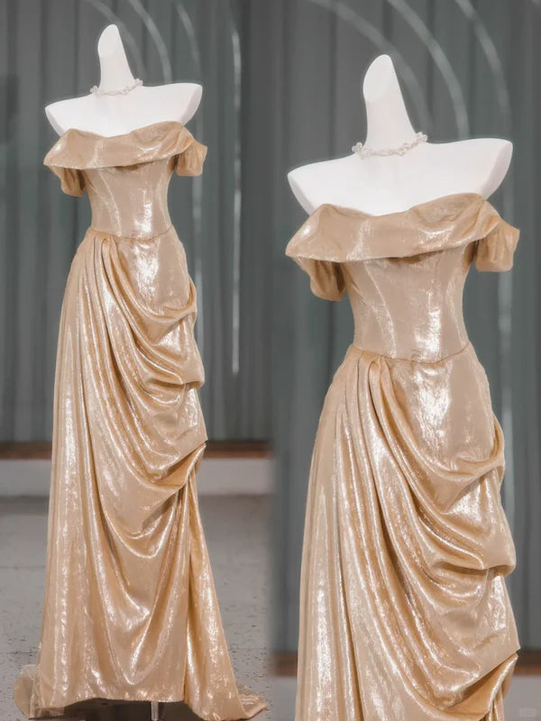 Classic Sequin Mermaid Strapless Pleated Long Prom Dress Affordable Party Dresses Graduation Dresses