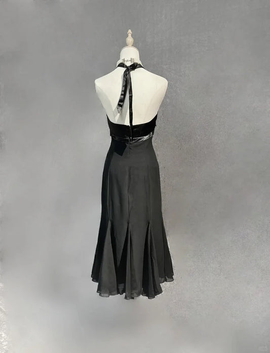 Classy Black Chiffon A line Halter Short Prom Dress Cocktail Dress Hot Sale Homecoming Dresses For Women