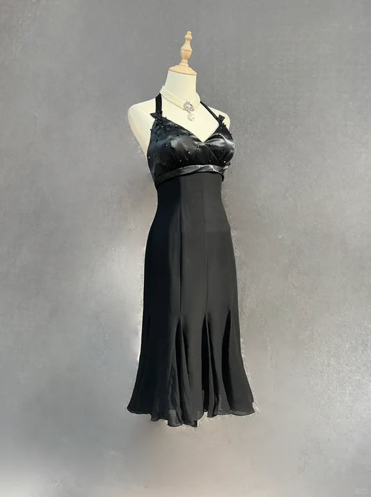 Classy Black Chiffon A line Halter Short Prom Dress Cocktail Dress Hot Sale Homecoming Dresses For Women