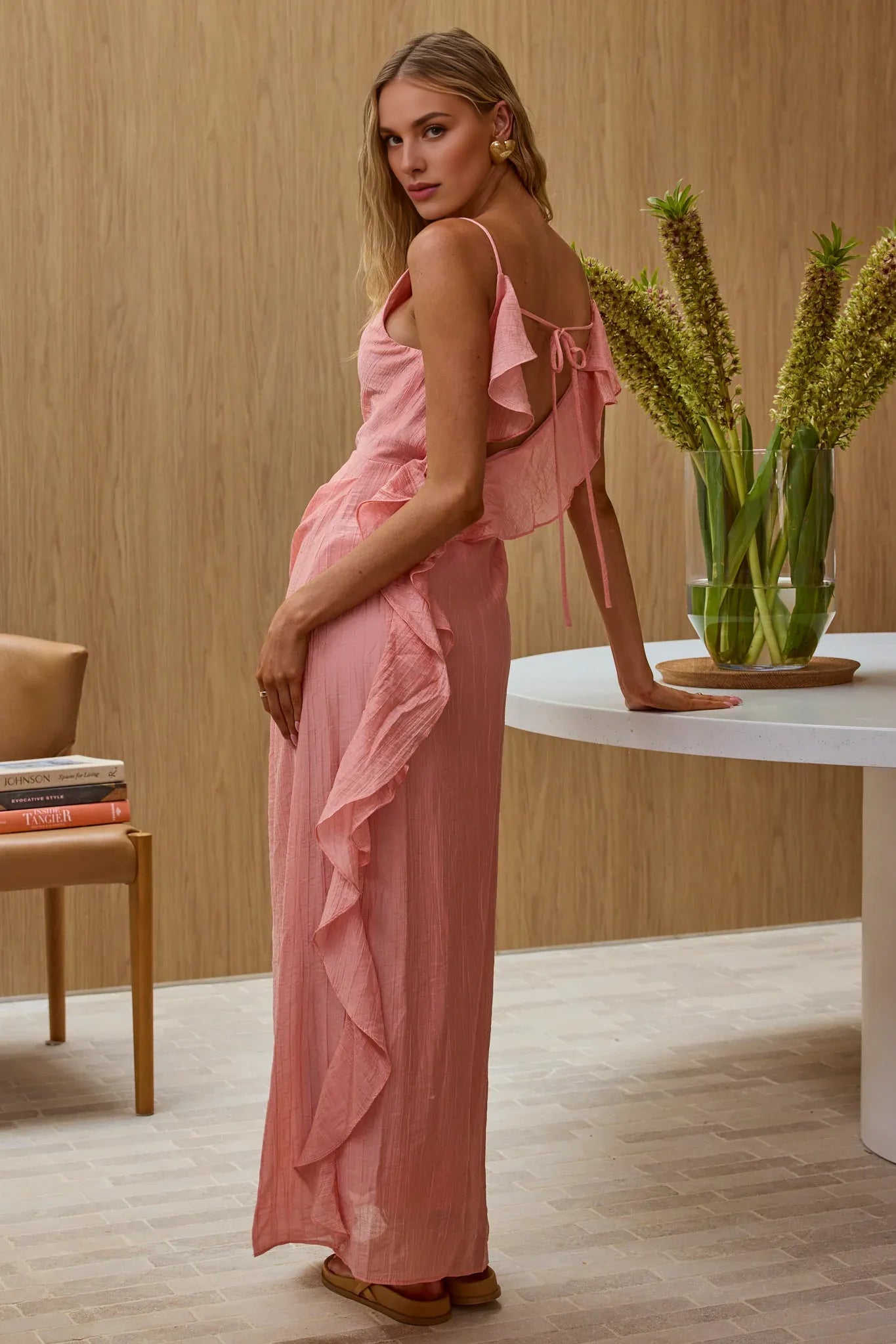 Cowl Neck Ruffle Back Open Back Hazel Maxi Evening Dress Party Dress