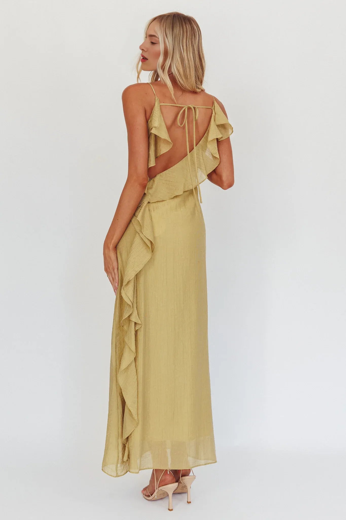 Cowl Neck Ruffle Back Open Back Hazel Maxi Evening Dress Party Dress