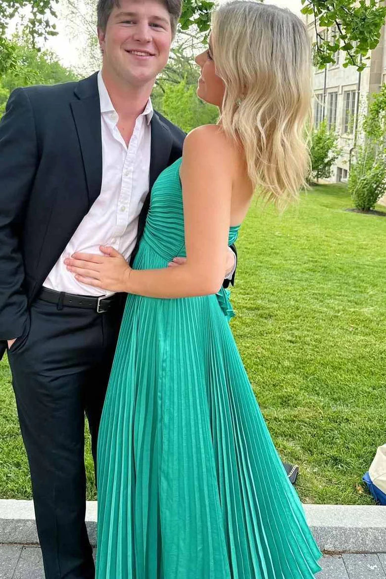 Tie-Up Fashion Spaghetti Strap Ruffled A-Line High Waist Formal Prom Dress