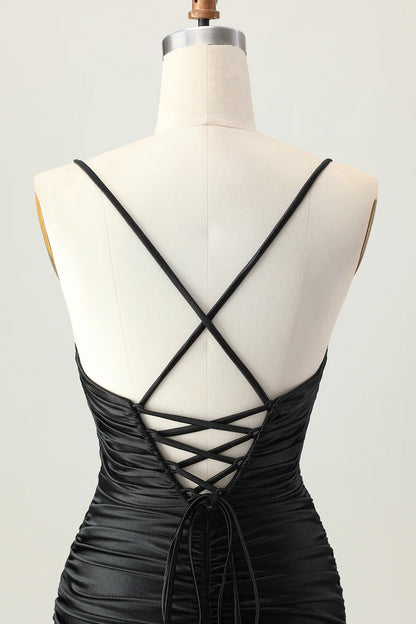 Dark Khaki Sweetheart Collar Spaghetti Straps Ruched Cut Out Tight Homecoming Dress Party Dress