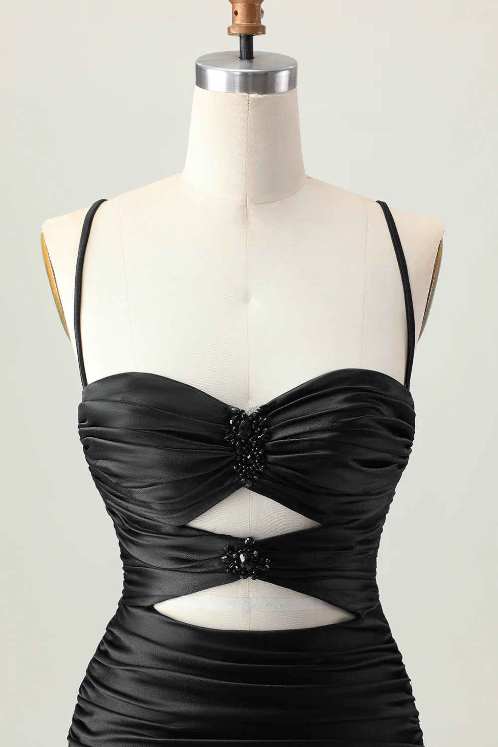 Dark Khaki Sweetheart Collar Spaghetti Straps Ruched Cut Out Tight Homecoming Dress Party Dress