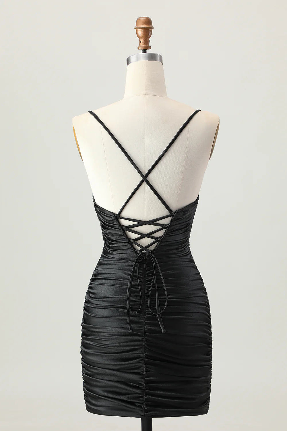 Dark Khaki Sweetheart Collar Spaghetti Straps Ruched Cut Out Tight Homecoming Dress Party Dress