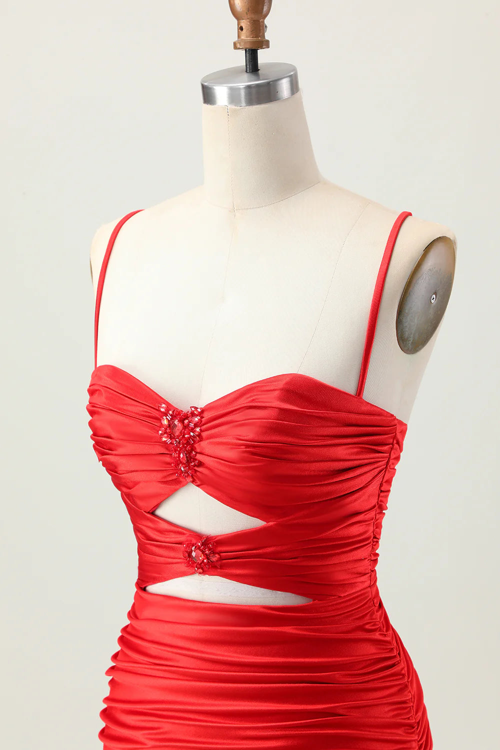 Dark Khaki Sweetheart Collar Spaghetti Straps Ruched Cut Out Tight Homecoming Dress Party Dress