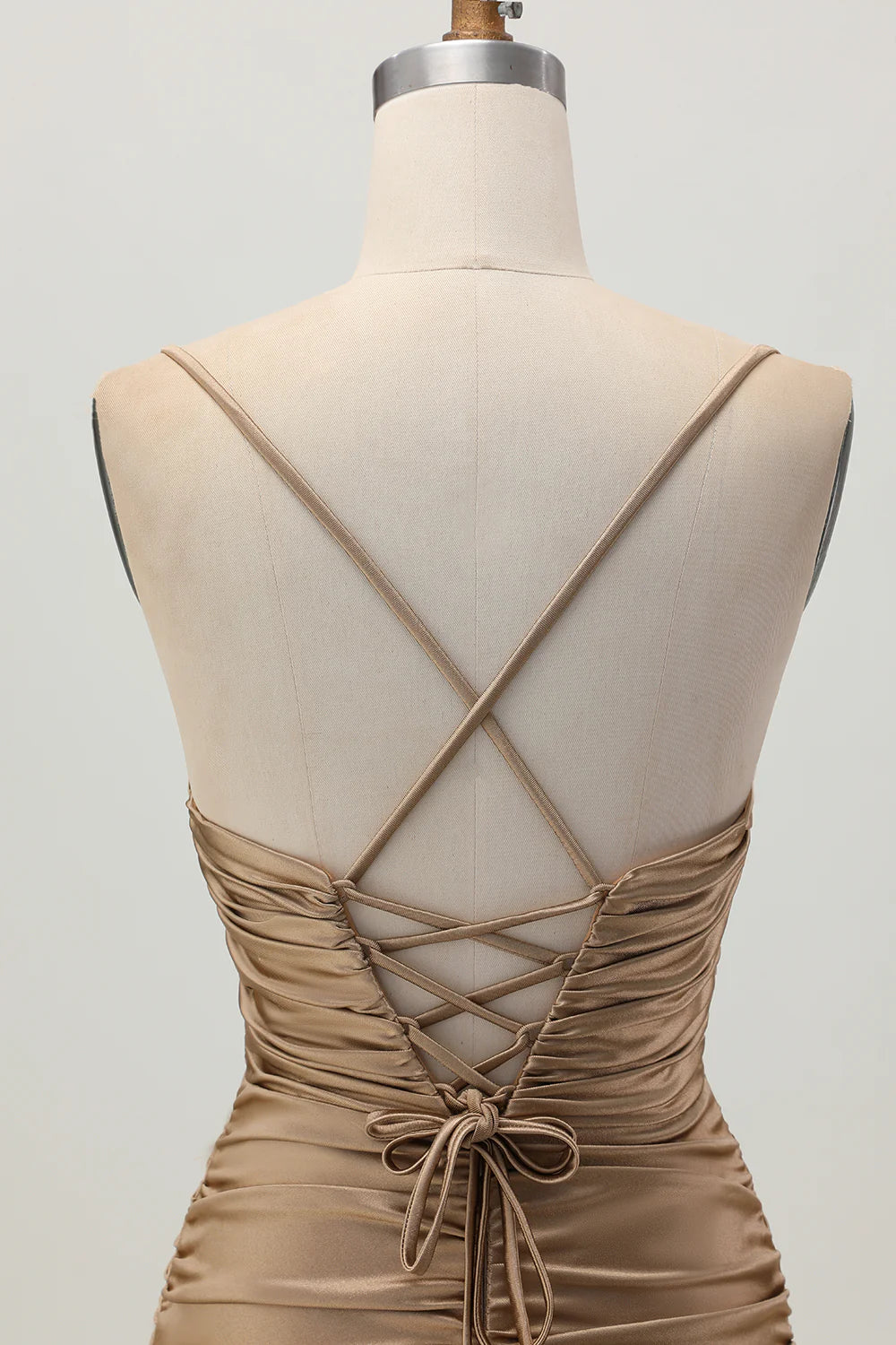 Dark Khaki Sweetheart Collar Spaghetti Straps Ruched Cut Out Tight Homecoming Dress Party Dress