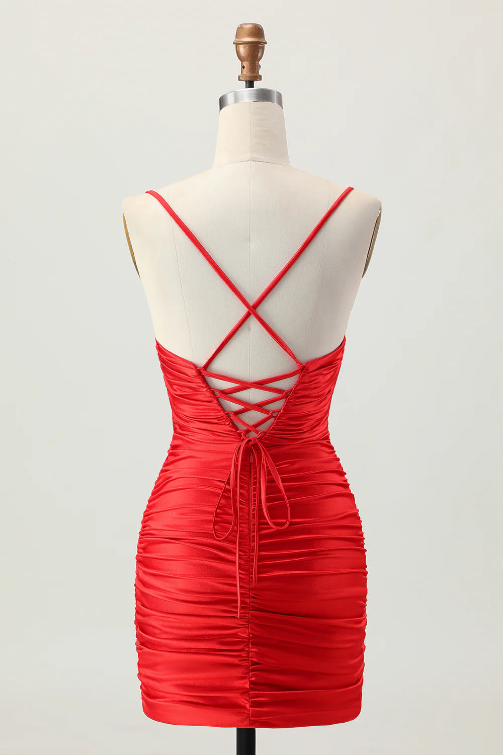 Dark Khaki Sweetheart Collar Spaghetti Straps Ruched Cut Out Tight Homecoming Dress Party Dress