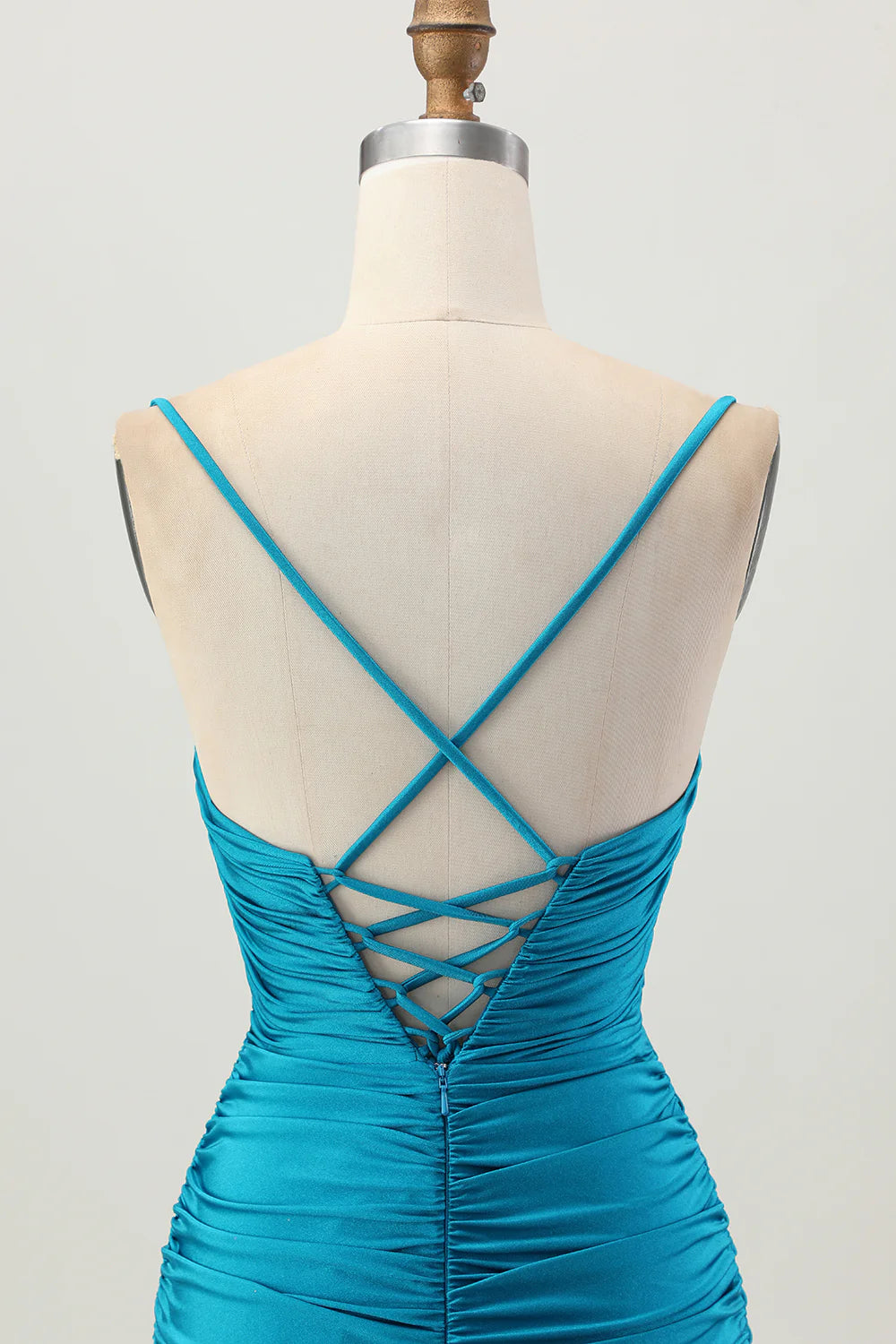 Dark Khaki Sweetheart Collar Spaghetti Straps Ruched Cut Out Tight Homecoming Dress Party Dress