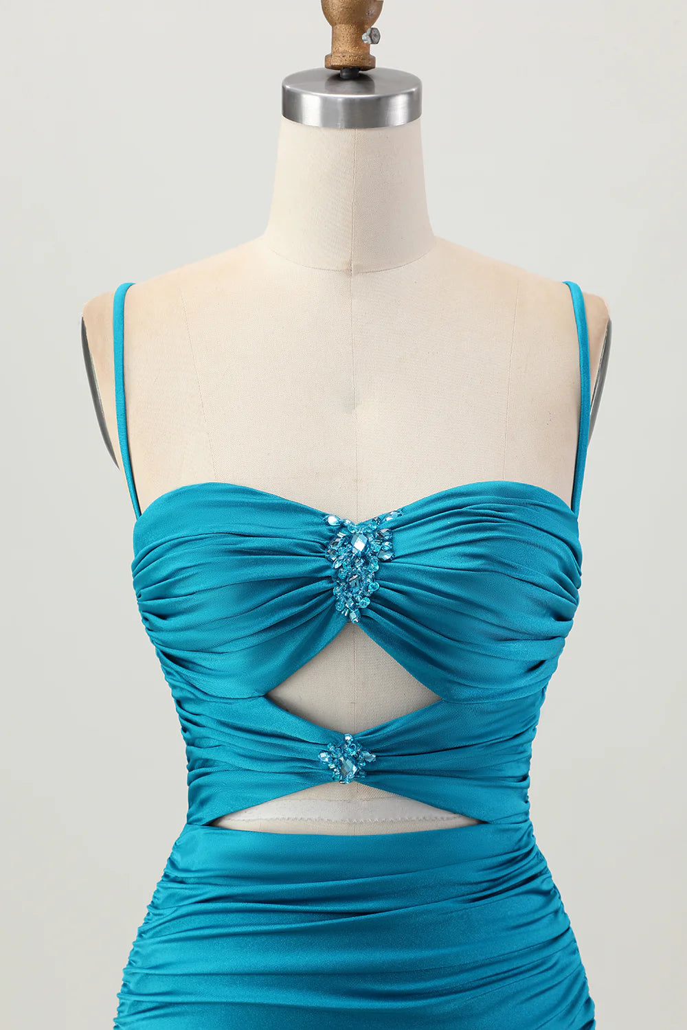 Dark Khaki Sweetheart Collar Spaghetti Straps Ruched Cut Out Tight Homecoming Dress Party Dress