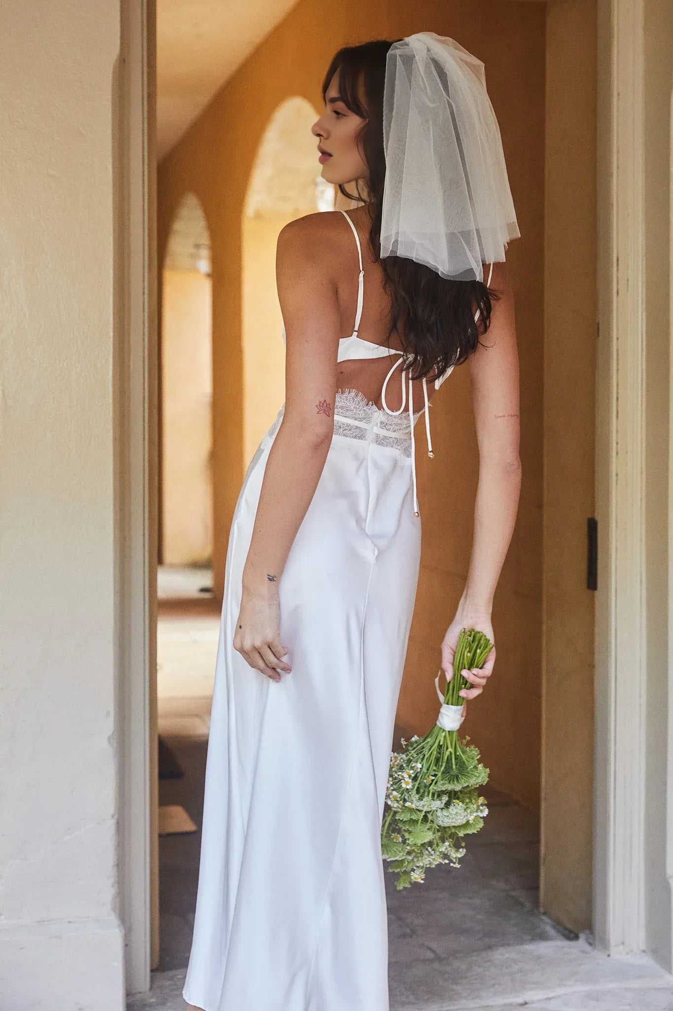 Discount V Neck Lace Trim Cutout White Maxi Evening Dress For Women