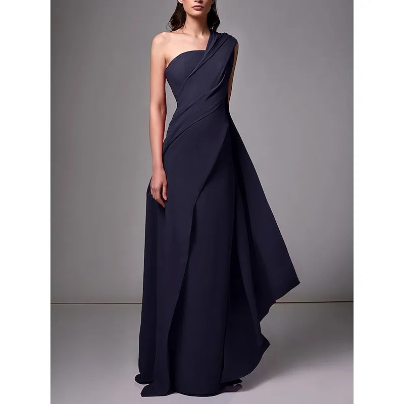 Discount Sheath One Shoulder Ruched Red Floor Length Prom Dress For Women