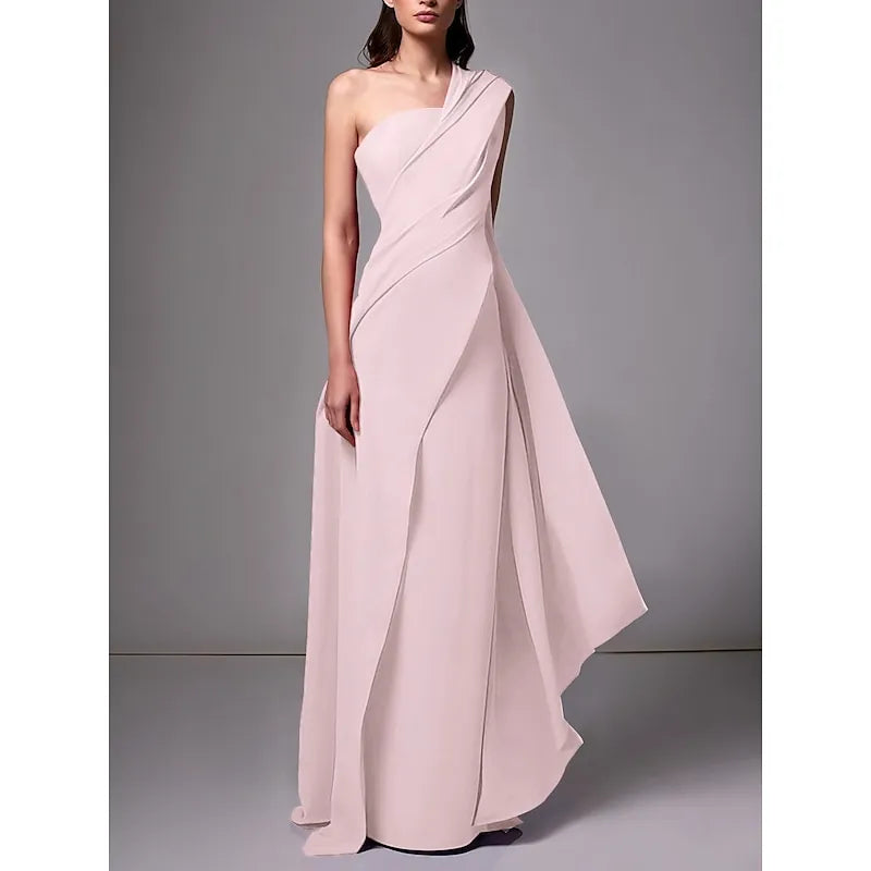 Discount Sheath One Shoulder Ruched Red Floor Length Prom Dress For Women