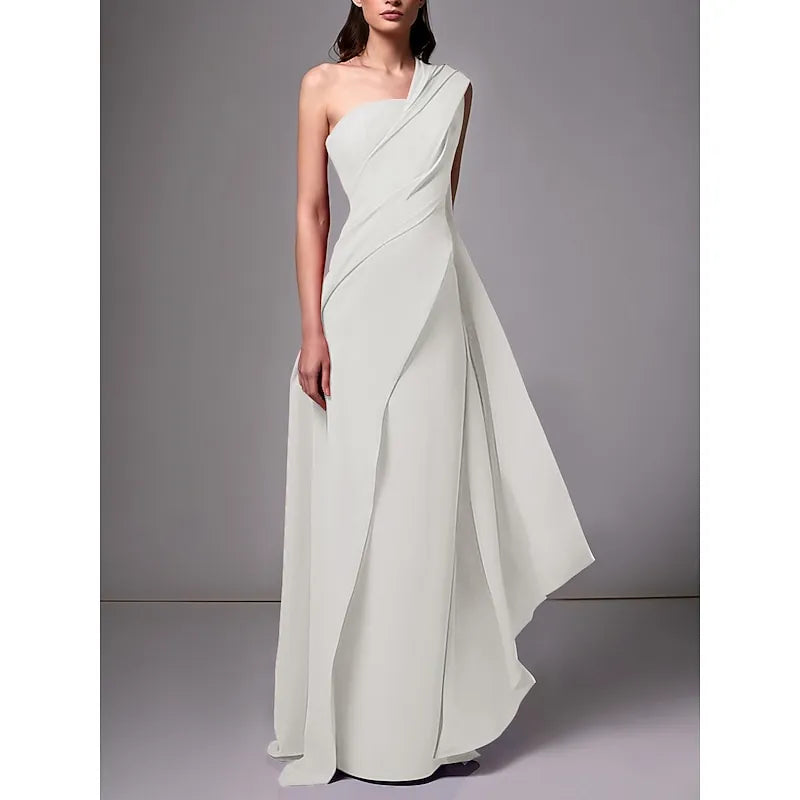 Discount Sheath One Shoulder Ruched Red Floor Length Prom Dress For Women