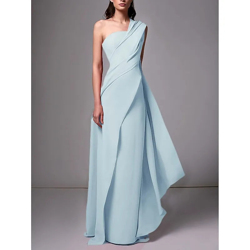 Discount Sheath One Shoulder Ruched Red Floor Length Prom Dress For Women