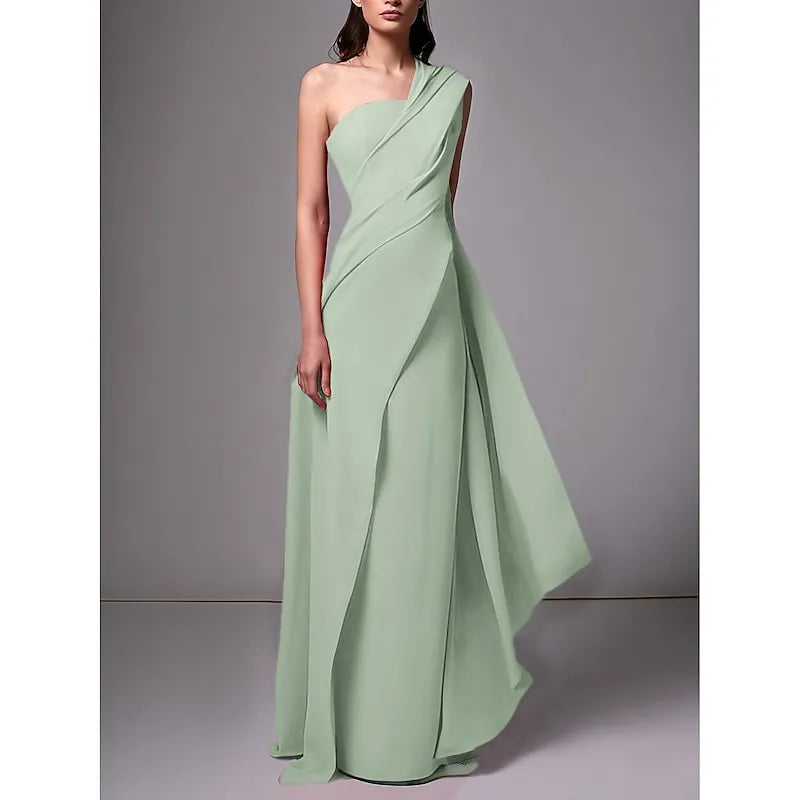Discount Sheath One Shoulder Ruched Red Floor Length Prom Dress For Women