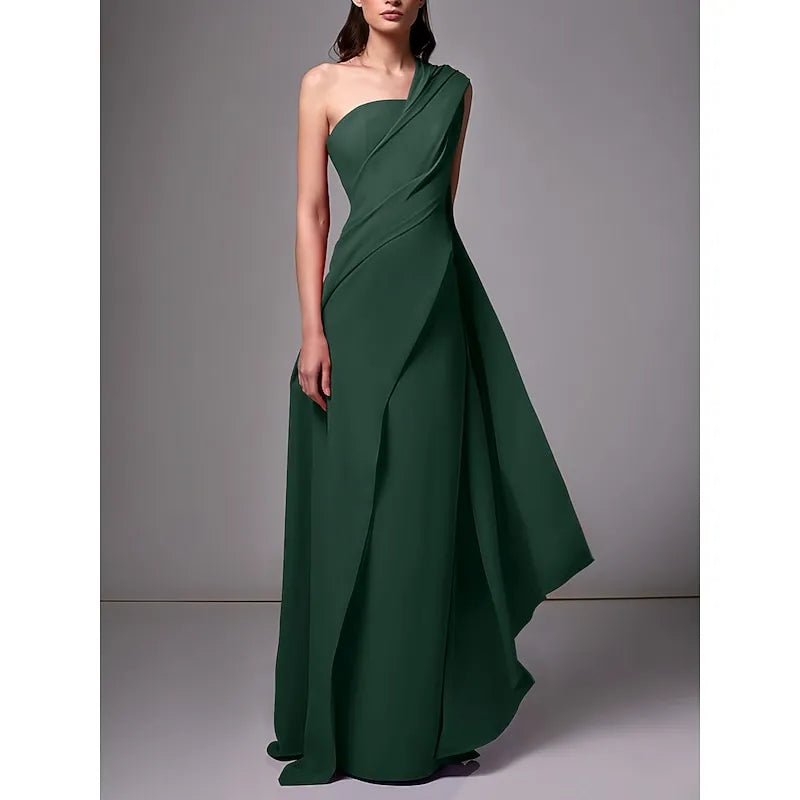 Discount Sheath One Shoulder Ruched Red Floor Length Prom Dress For Women