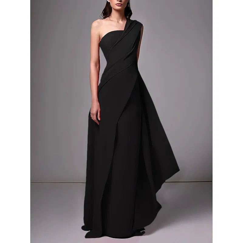 Discount Sheath One Shoulder Ruched Red Floor Length Prom Dress For Women