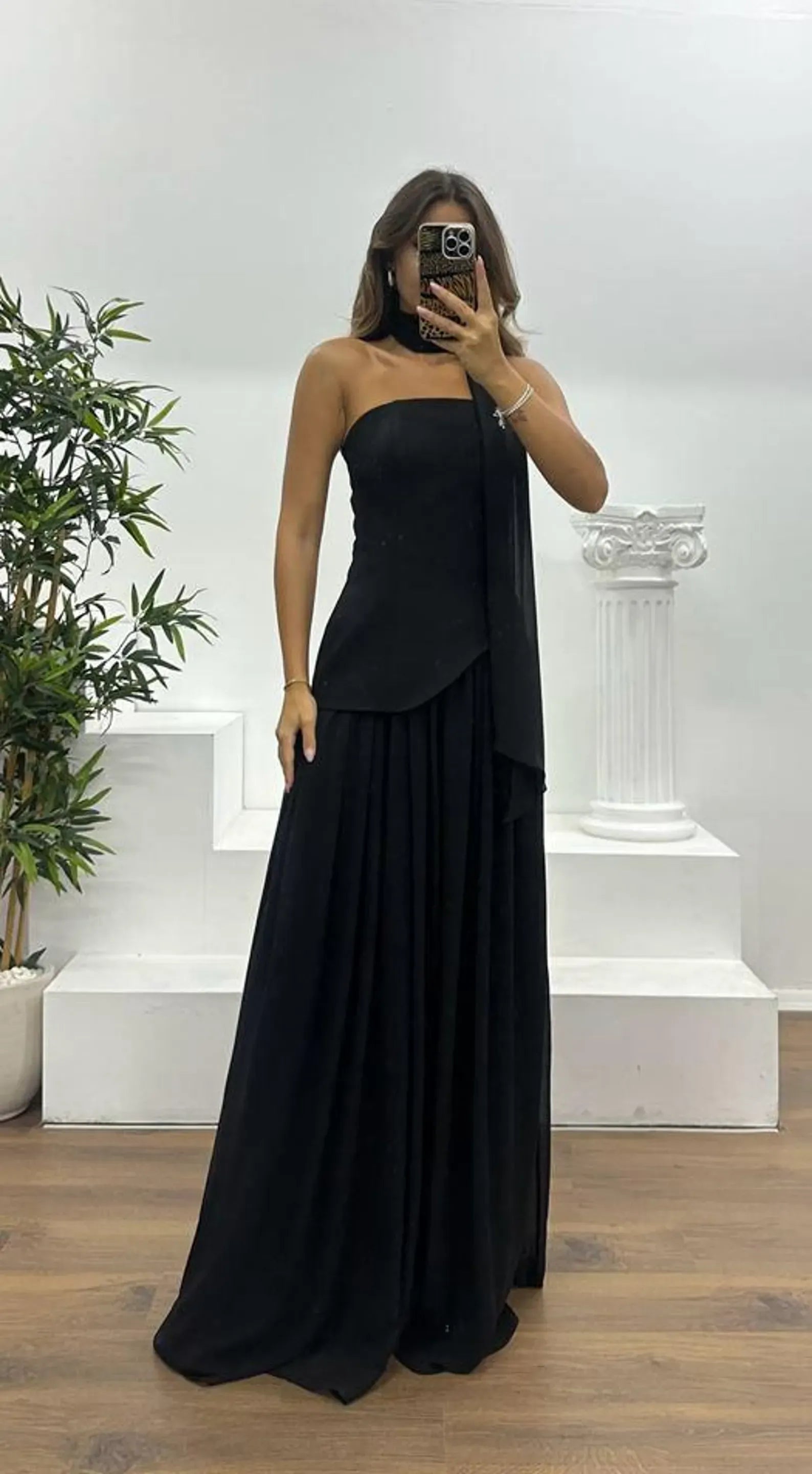 Elegant A-Line Strapless Chiffon Burgundy Floor-Length Prom Dress With Streamer