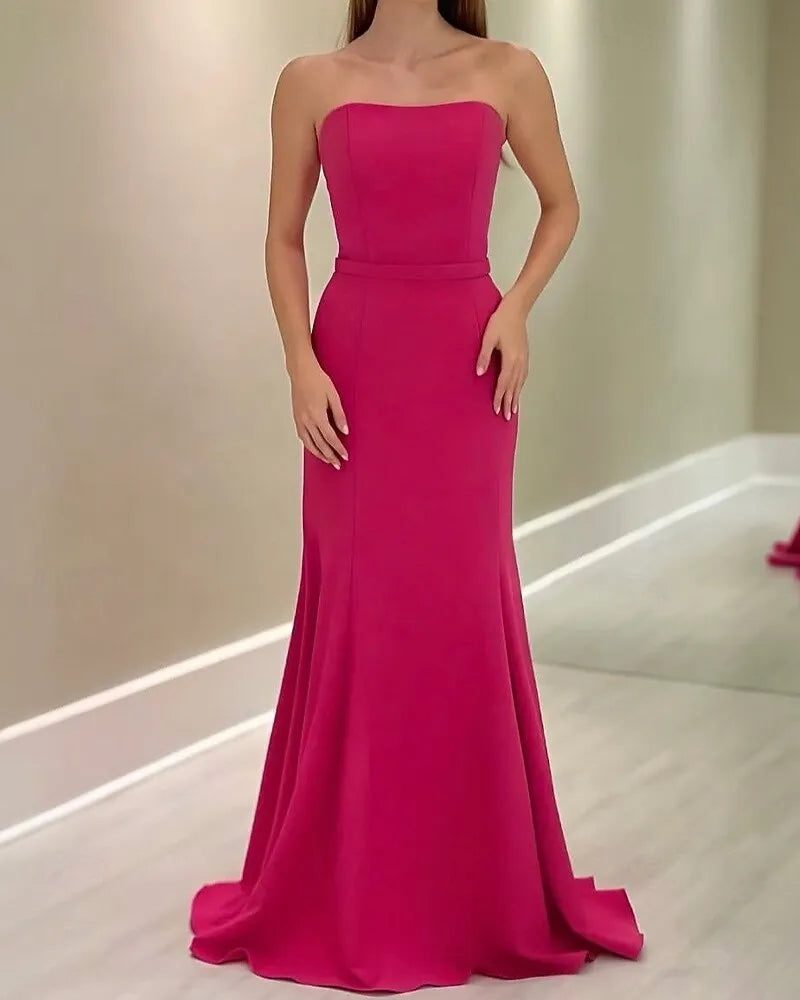 Elegant Convertible Mermaid Strapless Cape Sleeve Fuchsia Train Evening Dress For Sale