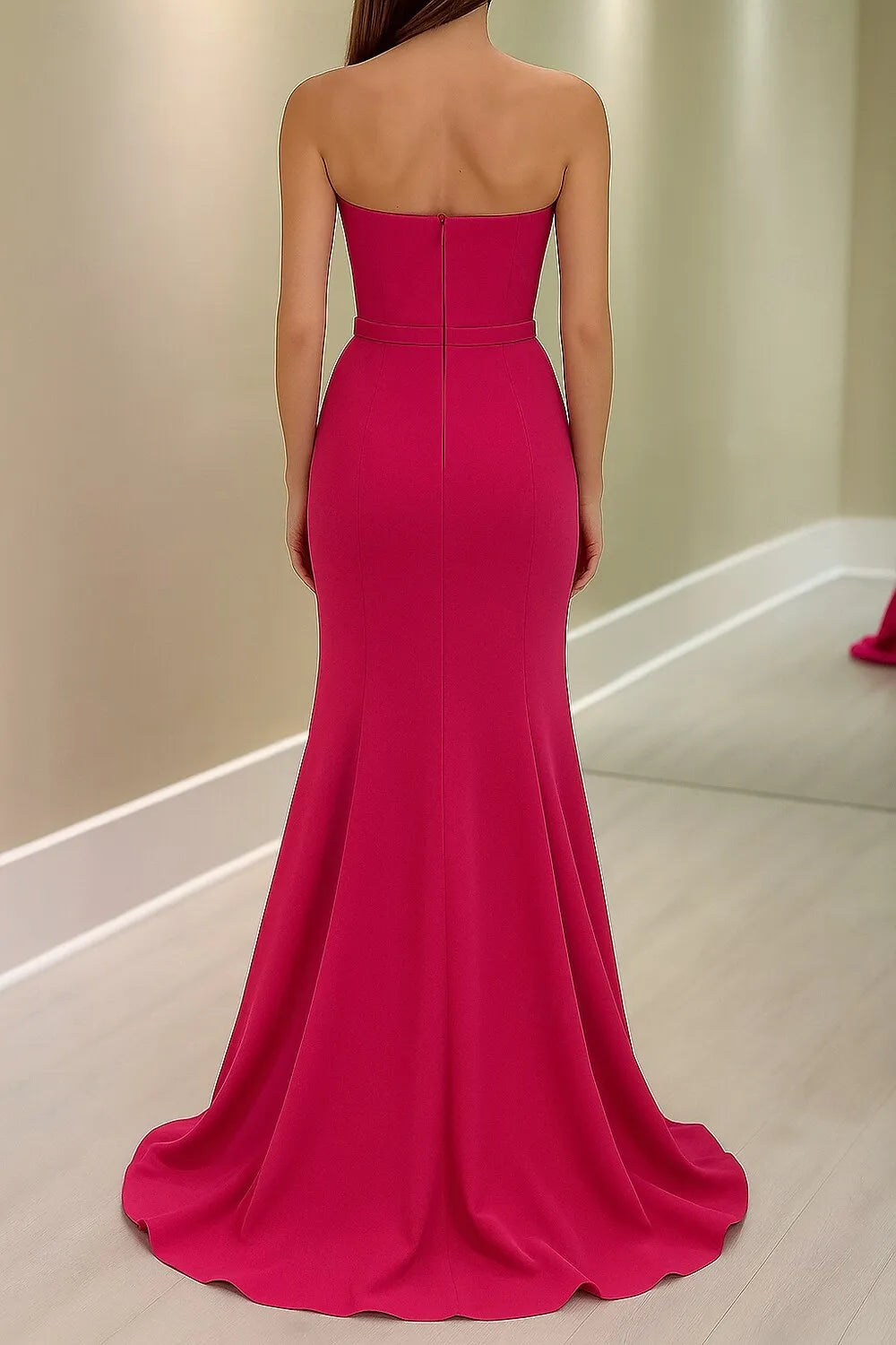 Elegant Convertible Mermaid Strapless Cape Sleeve Fuchsia Train Evening Dress For Sale