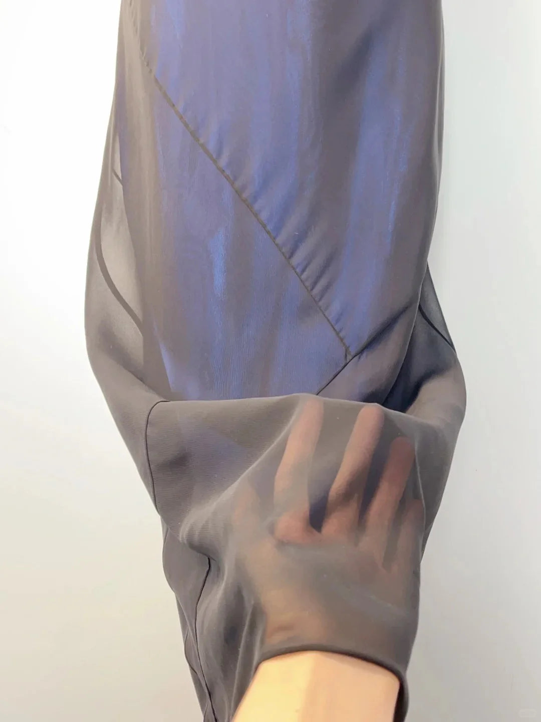 Elegant  Gentle Blue And Black Tulle Round Neck Sleeveless Long Prom Dress Hot Sale Evening Dresses for Women