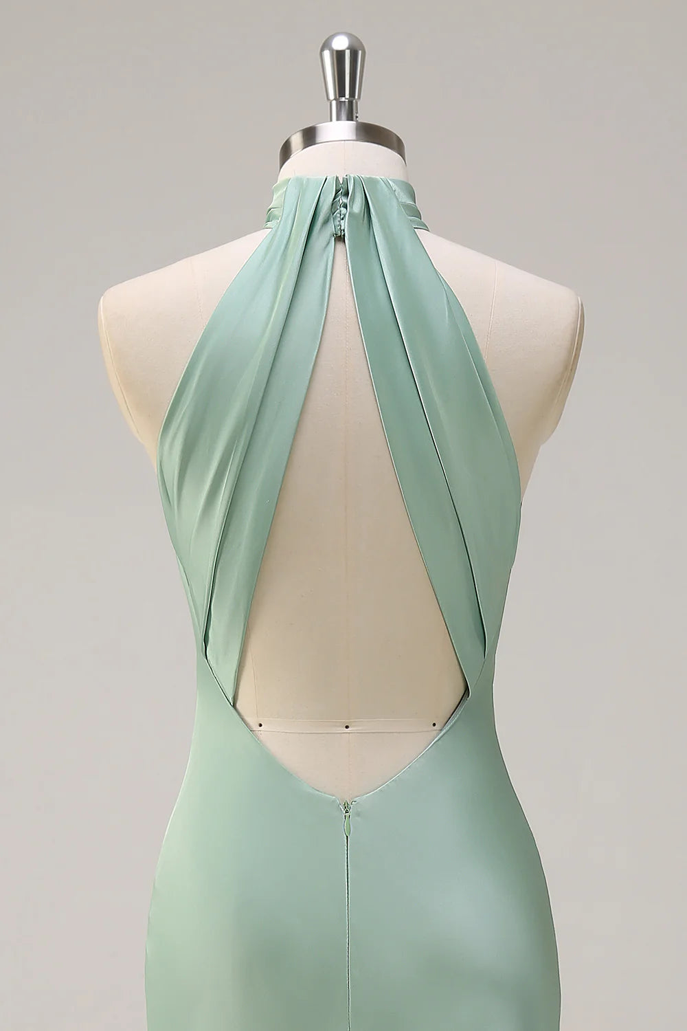 Elegant Lemon Green Halter Open Back Sleeveless Floor Length Long Bridesmaid Dress