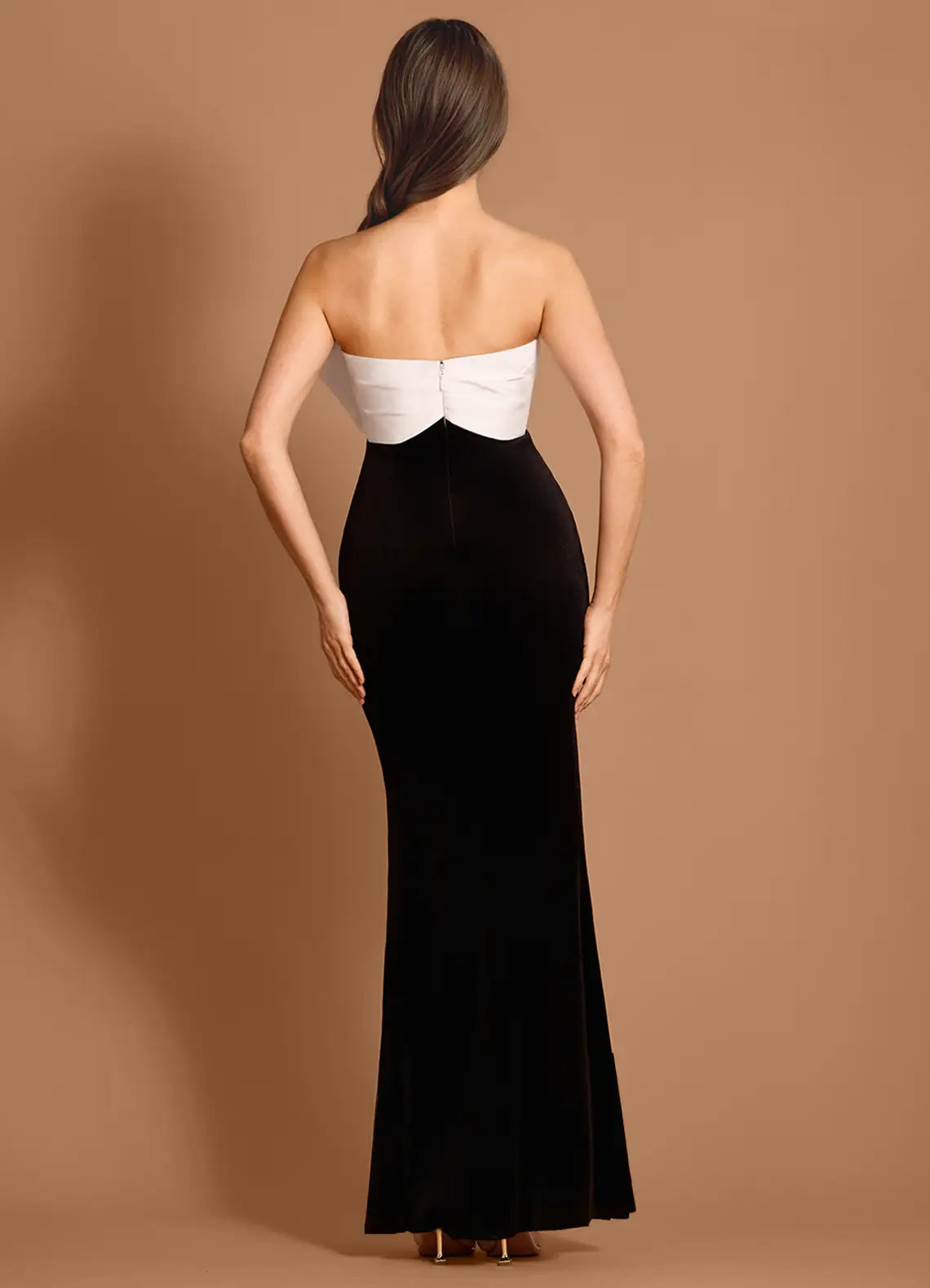 Elegant Mermaid Strapless Bow Black Maxi Evening Dress For Women