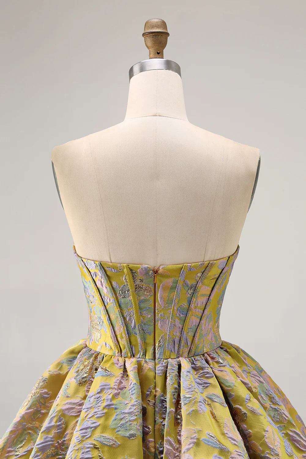 Elegant Purple Strapless Floral Brocade A Line Corset Zipper Back Short Homecoming Dress